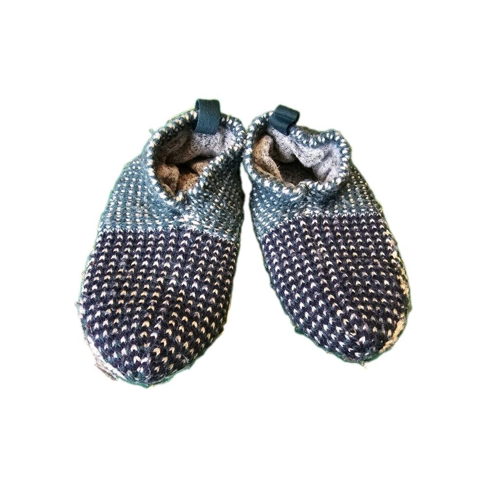 Bombas Toddler Gripper Slippers Size 8-10 Blue Teal Knit Non-Slip